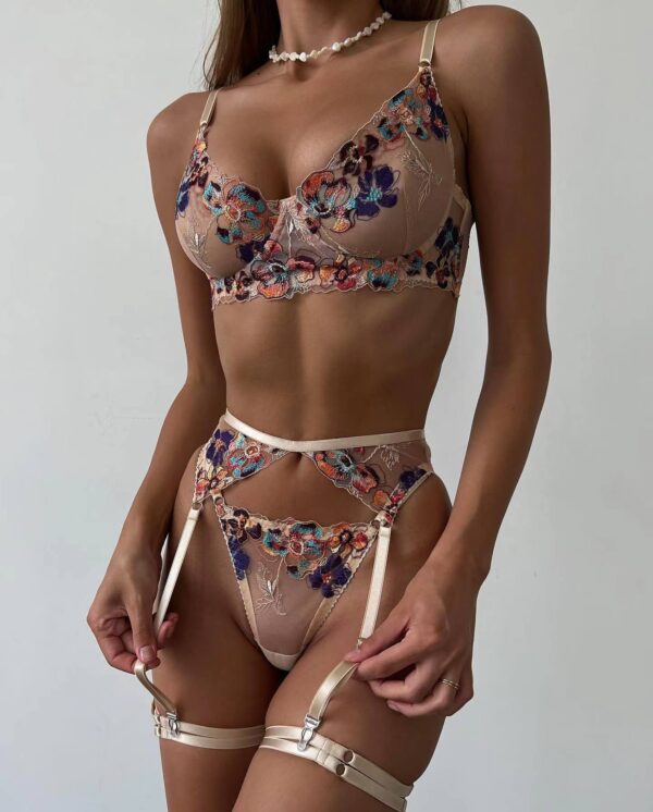 Floral Five-Piece Lingerie Set