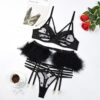 Ellolace-Polka-Dots-Lingerie-Feather-Garters-3-Piece-Sexy-Costume-Fancy-Underwear-Transparent-Bra-Naked-Luxury-5 Polka Dots Lace Set