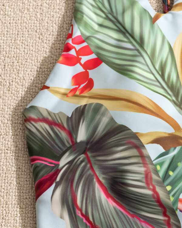 2022-New-Sexy-One-Piece-Women-s-Swimsuit-Coral-Print-Swimwear-High-Waist-Cutout-One-shoulder-4 Coral Print One-Piece Swimsuit