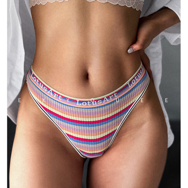 3Pcs-Lot-Sexy-Women-s-Cotton-Panties-Mid-Waist-Underwear-Woman-Striped-Briefs-Mixcolor-Female-Breathable-4 Striped Cotton Panties