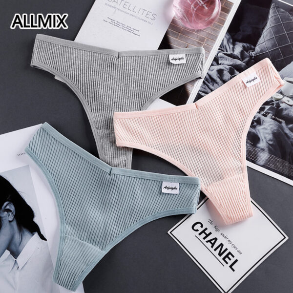 ALLMIX-2021-New-Sexy-Women-s-Cotton-Thongs-Low-Waist-G-String-Underwear-Seamless-Sport-Panties Cotton Thongs