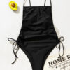 Green Ribbed One-piece Swimsuit