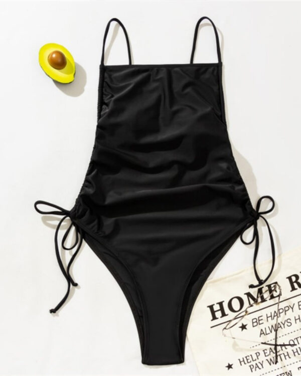 Green Ribbed One-piece Swimsuit