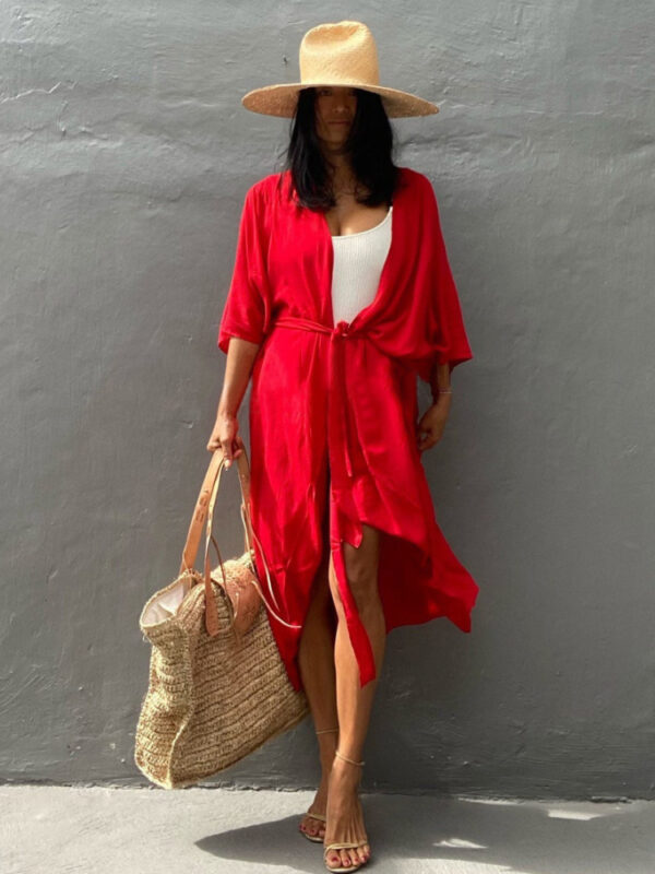 Beach-Cover-Up-Kimono-Women-Summer-2022-New-Pareo-Swimsuit-Cape-Solid-Bohemian-Tunic-Dresses-Bathing-1 Beach Cover Up