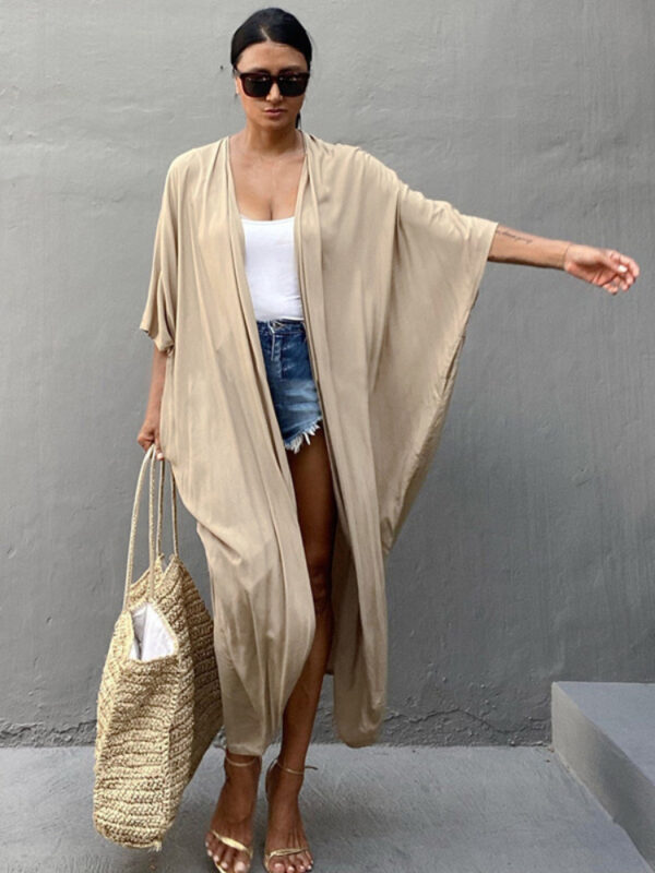 Beach-Cover-Up-Kimono-Women-Summer-2022-New-Pareo-Swimsuit-Cape-Solid-Bohemian-Tunic-Dresses-Bathing Beach Cover Up