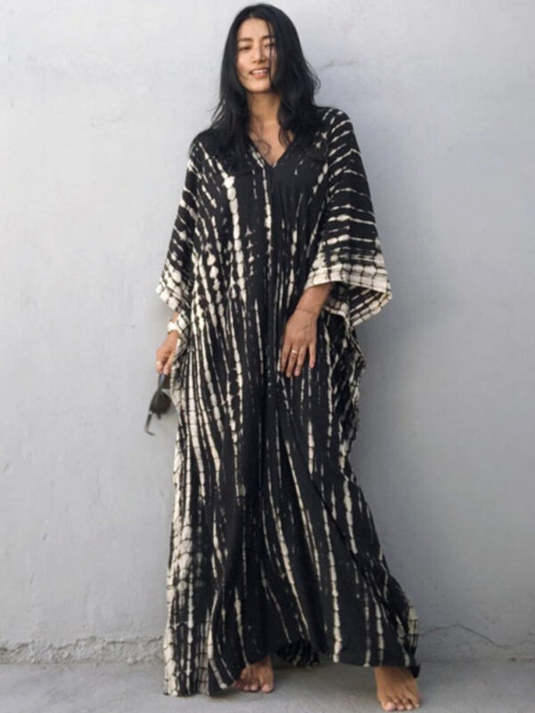 Tie Dye Striped Kaftan Beach Dress
