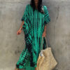 Tie Dye Striped Kaftan Beach Dress