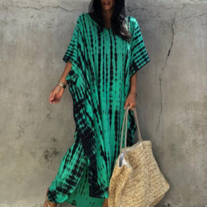 Tie Dye Striped Kaftan Beach Dress