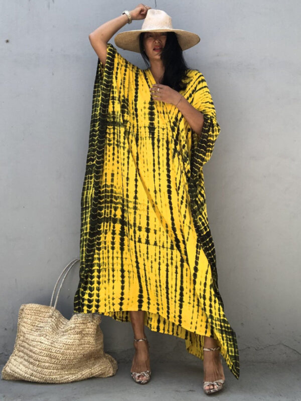 Tie Dye Striped Kaftan Beach Dress