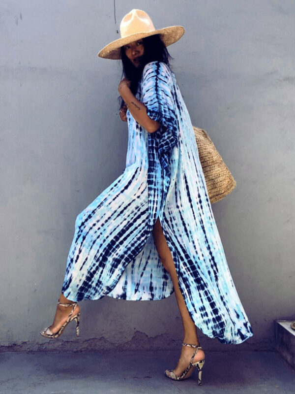 Tie Dye Striped Kaftan Beach Dress