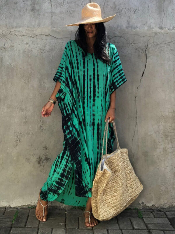 Tie Dye Striped Kaftan Beach Dress