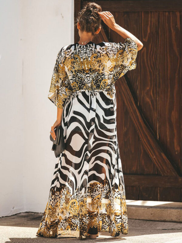 Bikini-Cover-Up-Chiffon-Beach-Kimono-Women-Leopard-Printed-Long-Cape-for-Swimsuit-Tunic-Summer-Beach-2 Leopard Beach Cape