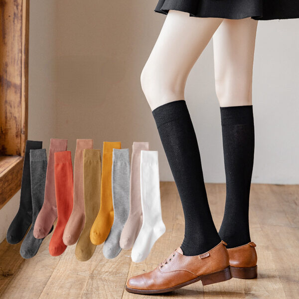 Compression-Socks-for-Women-Knee-High-Long-Breathable-Casual-Cotton-Black-White-Fashion-Solid-Colors-All Compression Ankle Stockings
