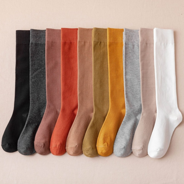 Compression-Socks-for-Women-Knee-High-Long-Breathable-Casual-Cotton-Black-White-Fashion-Solid-Colors-All Compression Ankle Stockings