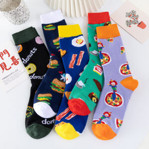 Fashion-Funny-Cotton-Socks-Women-Tube-Happy-Sock-Tide-Cotton-Long-Snacks-Fruit-Food-Pattern-Colorful Fruit Pattern Socks