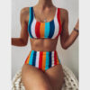 High-Waist-Bikini-2021-Women-Swimsuit-Striped-High-Cut-Sexy-Bikinis-Set-Swimming-Wear-for-Swimwear Striped Bikini Set