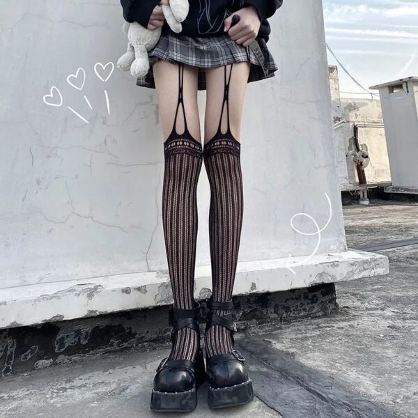 Japanese-Harajuku-Hollow-out-Fishnet-Stockings-Tights-Women-Fashion-Black-Gothic-Body-Fishnet-Garter-Over-Knee-5 Hollow Out Fishnet Stockings