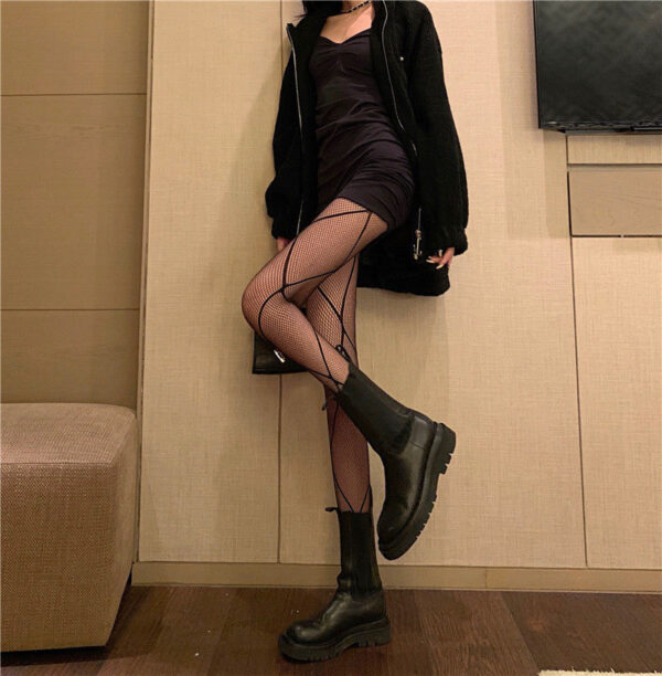 Japanese-Style-Women-s-Tights-Summer-Nylon-Print-Stocking-Sexy-Lingerie-Gothic-Hosiery-Seamless-Fishnet-Mesh-2 Plaid Print Tights