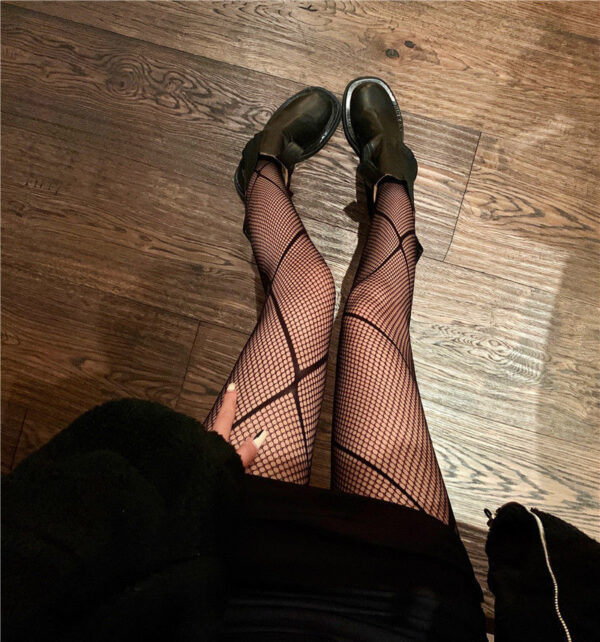 Japanese-Style-Women-s-Tights-Summer-Nylon-Print-Stocking-Sexy-Lingerie-Gothic-Hosiery-Seamless-Fishnet-Mesh Plaid Print Tights