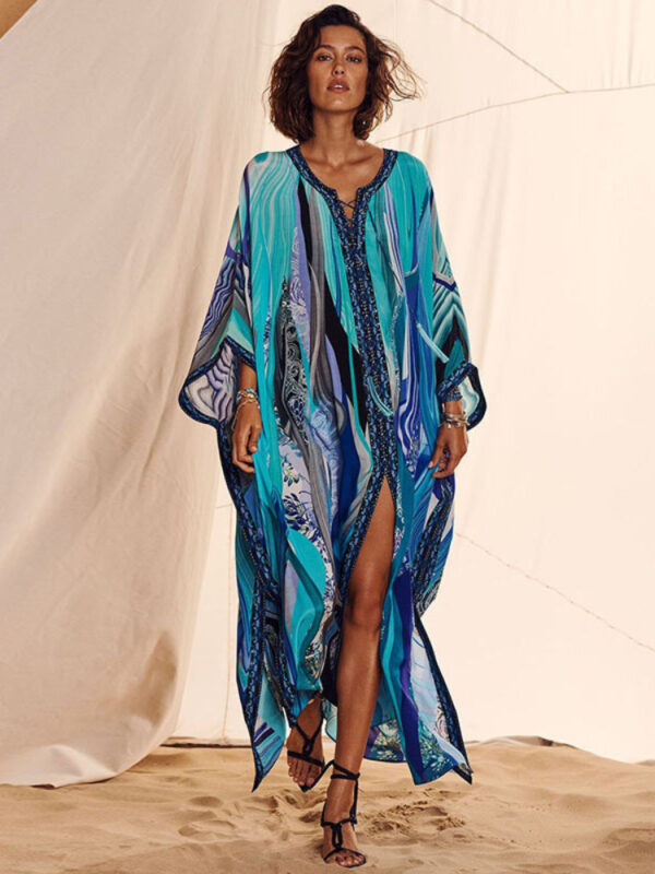 Kaftans-for-Women-Printed-Beach-Cover-Ups-Summer-Swimsuit-2022-New-Swimwear-Bathing-Suits-Pareo-Factory Printed Kaftan Beach Cover Up