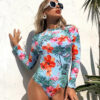 Floral Long-Sleeve Swimsuit