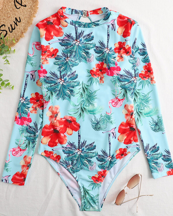 Floral Long-Sleeve Swimsuit