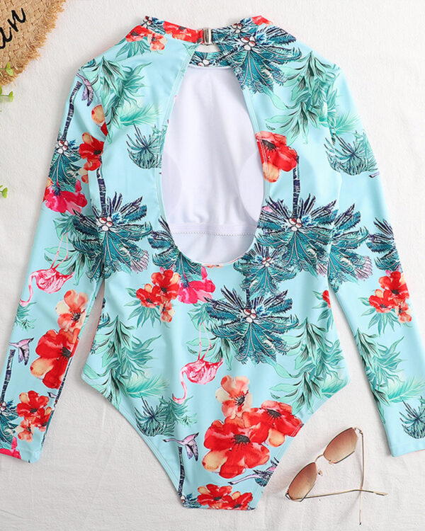 Floral Long-Sleeve Swimsuit