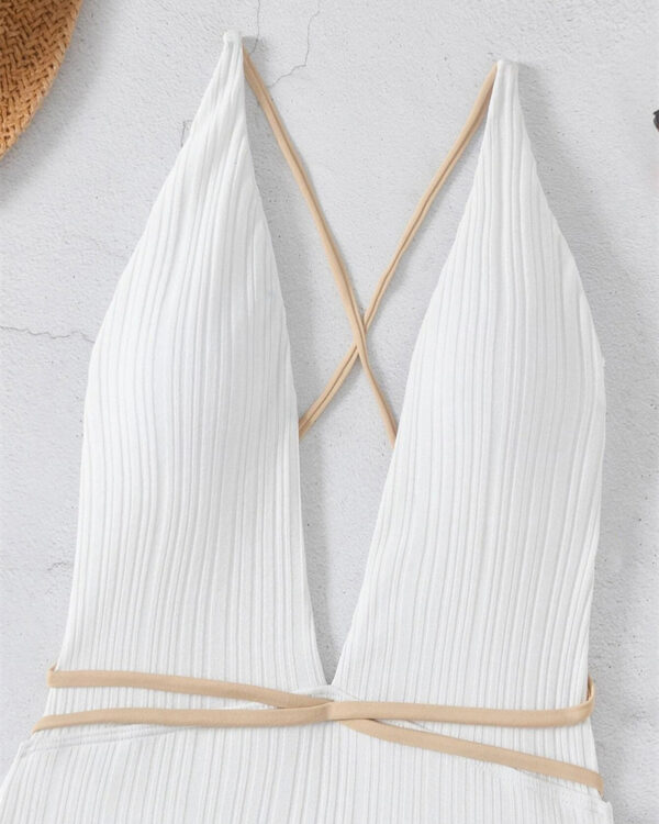 Belted V-Neck Swimsuit