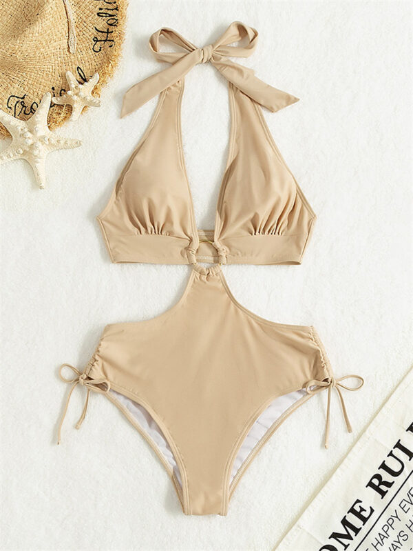 Lace Up Backless One-Piece Swimsuit