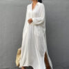Swimsuit-Cover-Up-White-Maxi-Beach-Dresses-Kaftan-Kimono-Elegant-Pocket-Loose-Summer-Tunic-Beachwear-Bathing-1 White Kaftan Cover-Up