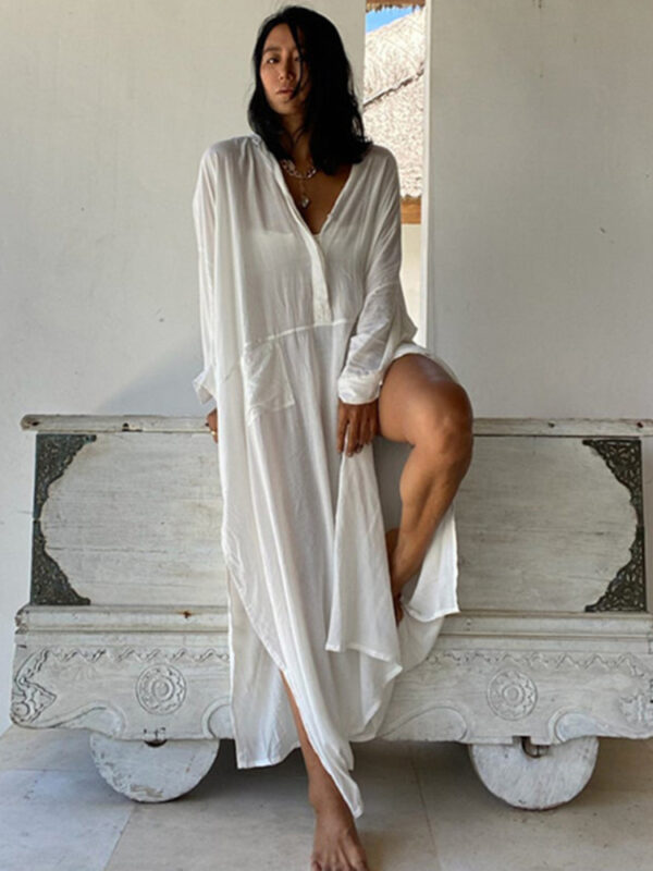 Swimsuit-Cover-Up-White-Maxi-Beach-Dresses-Kaftan-Kimono-Elegant-Pocket-Loose-Summer-Tunic-Beachwear-Bathing-3 White Kaftan Cover-Up