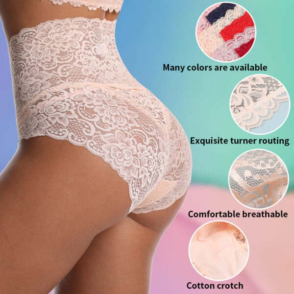 Women-s-Panties-Sexy-Lace-Ladies-High-Waist-Briefs-Tanga-Lingerie-Femme-G-String-Plus-Size-3 High-Waist Brief