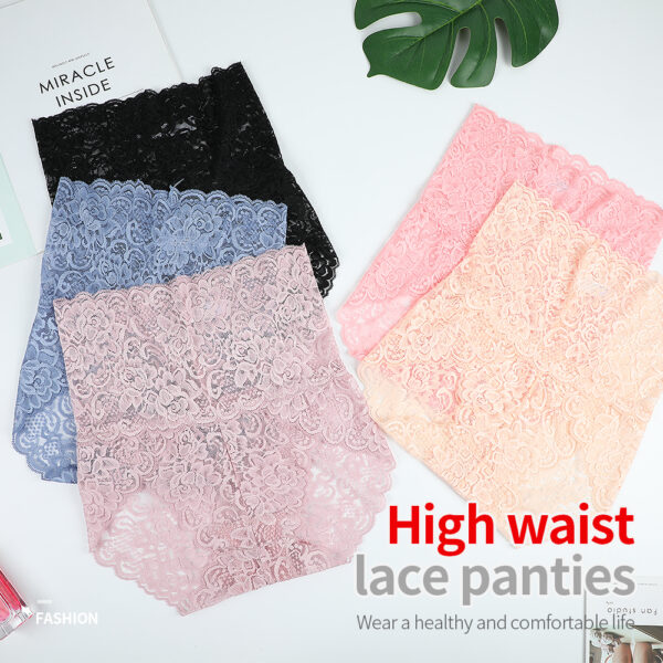 Women-s-Panties-Sexy-Lace-Ladies-High-Waist-Briefs-Tanga-Lingerie-Femme-G-String-Plus-Size-4 High-Waist Brief