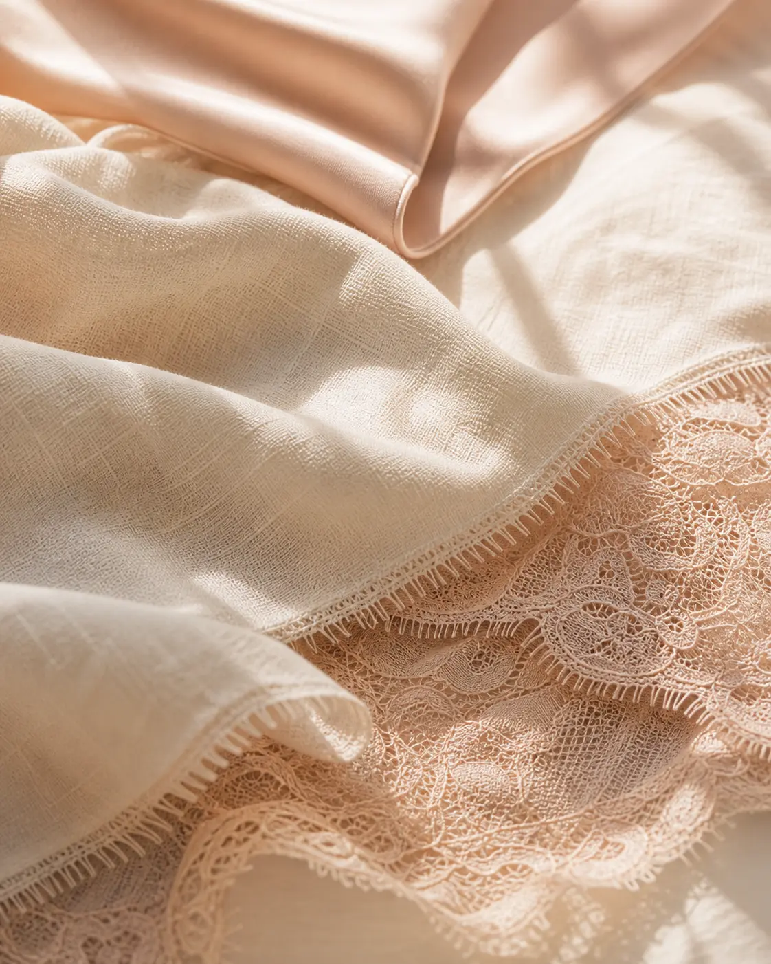 Soft sleepwear mood with robe and warm quiet-room textures.