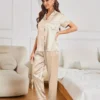 Heart-Embroidered Pajama Set