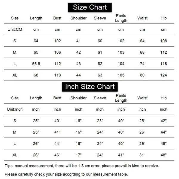 Deliwares size chart showing measurements by size.