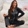 Embroidered Long-Sleeve Pajama Set