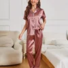 Heart-Embroidered Pajama Set