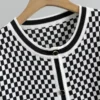 Plaid Knit Cardigan & Wide-Leg Pants Set