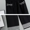 Plaid Knit Cardigan & Wide-Leg Pants Set